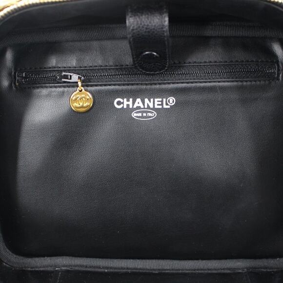 Chanel CC Black Caviar Leather Vanity Crossbody Two-Way Zip Gold Zipper Handbag - Picture 9 of 12